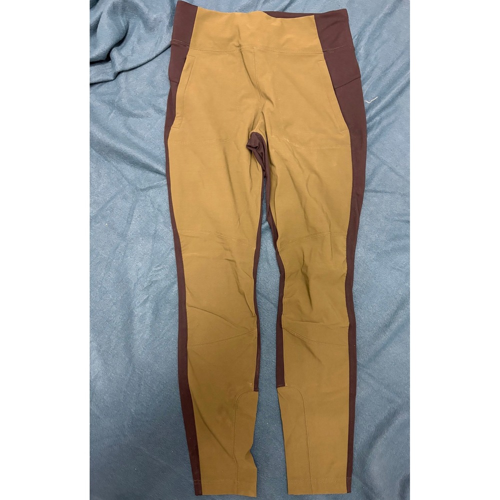 Athleta Headlands Hybrid Trek Tight Olive Green Burgundy Hiking Leggings Size 8